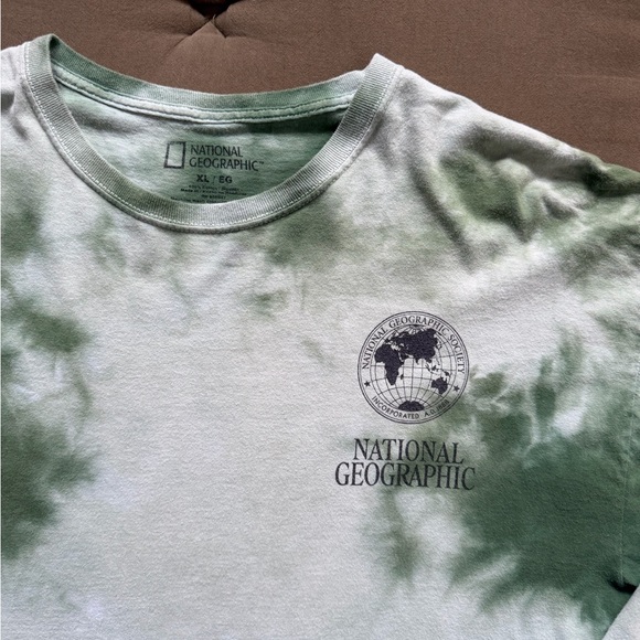 National Geographic Long Sleeve Green Tie dye T Shirt Men’s XL Marble Acid - Picture 2 of 15
